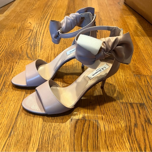 NIB- L.K. Bennett Agata pale pink leather bow heel Size 36.5/US 6-6.5 - Picture 2 of 7